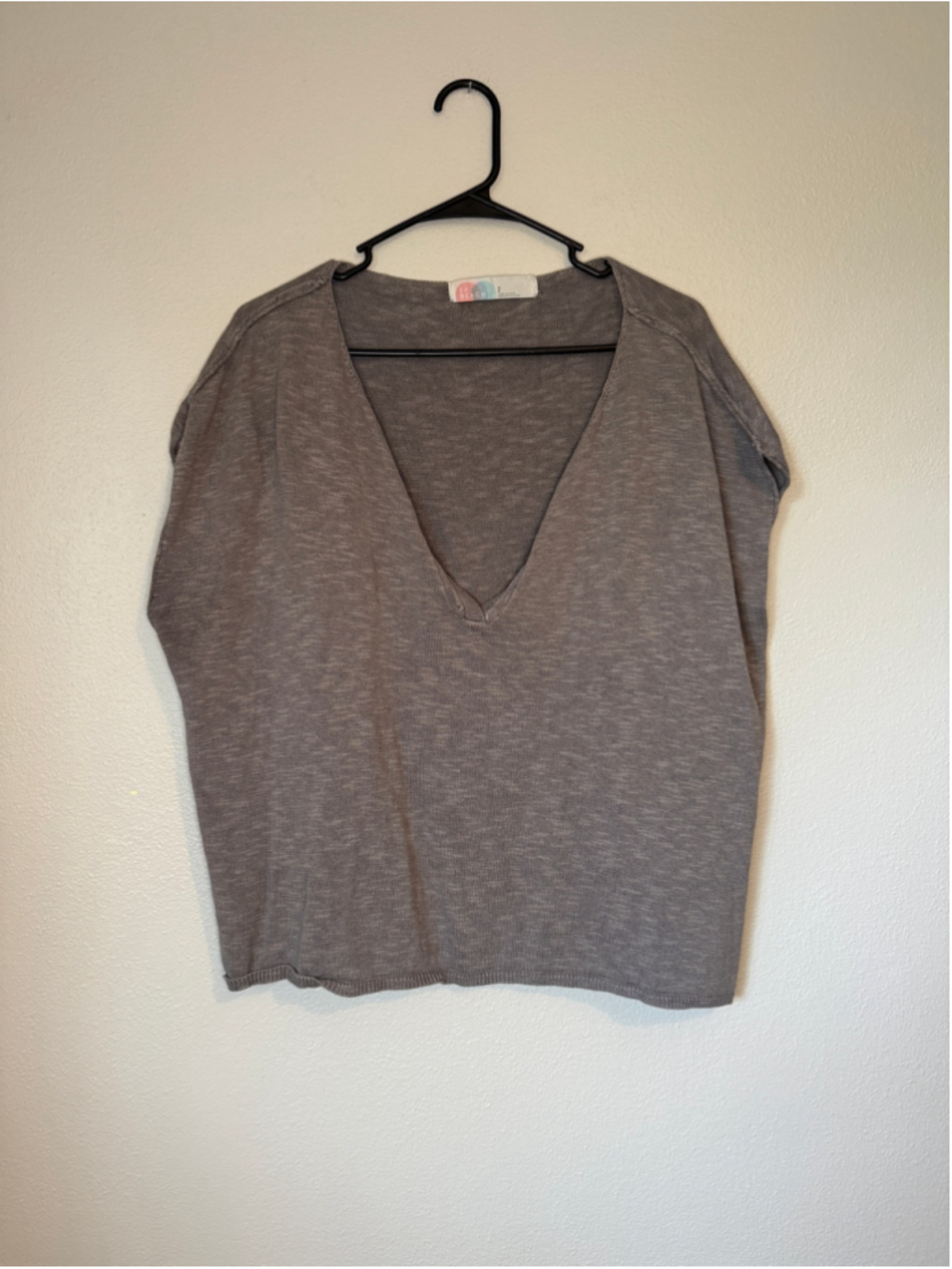 Free People FP Beach Oversized Linen Blend V-Neck Top S